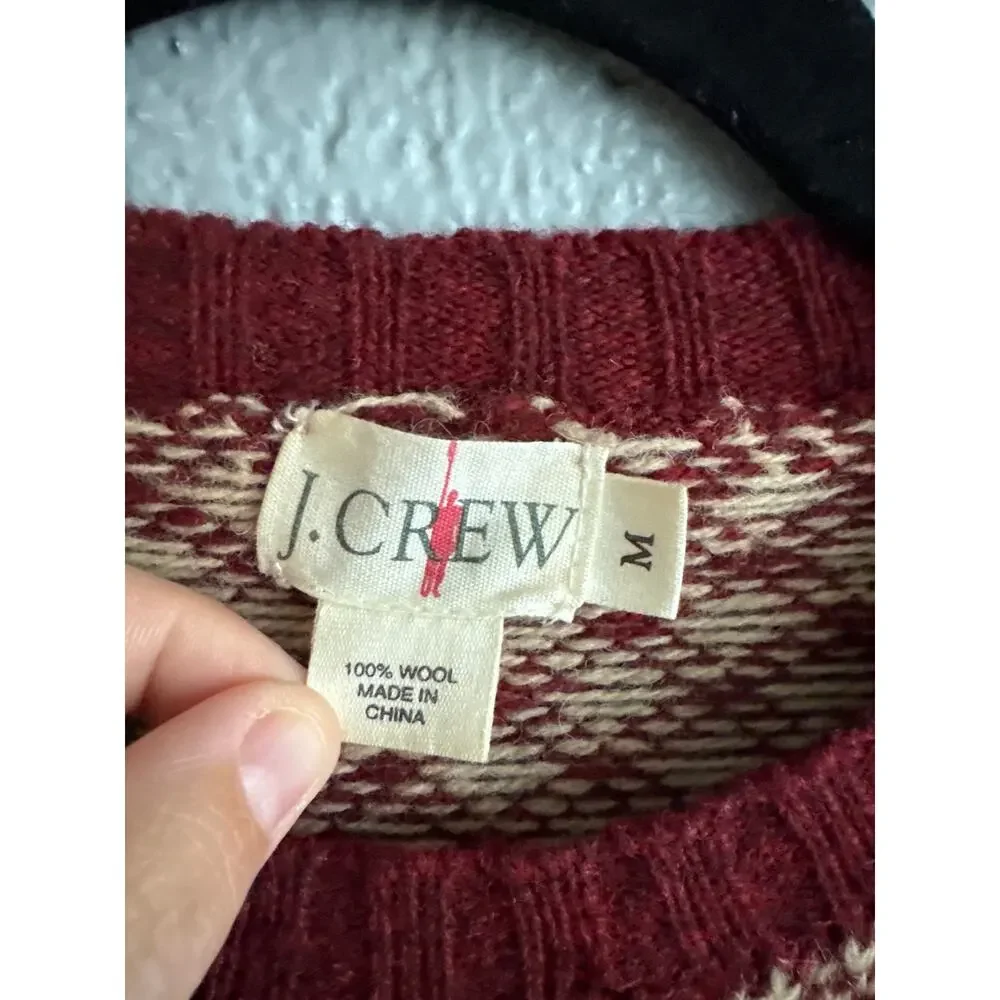 Vintage Men's J.Crew 100% Wool Fair Isle Nordic Crewneck Sweater size M